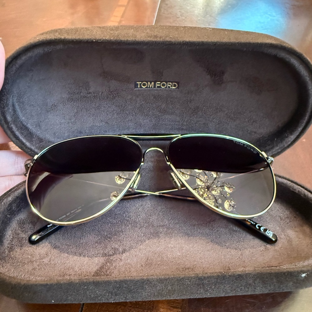 SOLD!!! Tom Ford Gold and Black Aviator Sunglasses